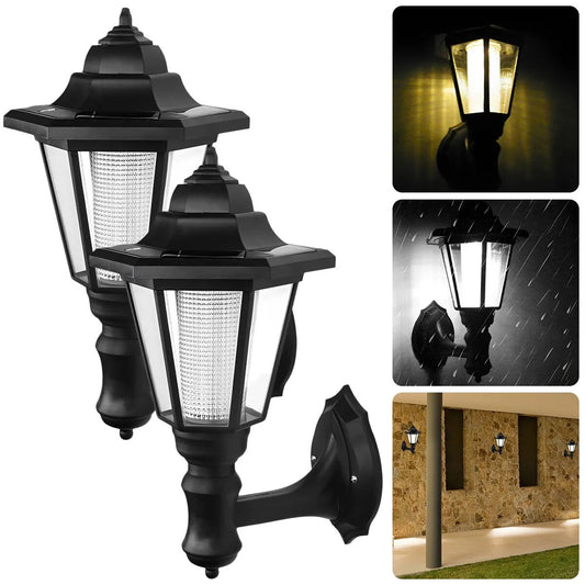 Hexagonal Solar Wall Lights Outdoor Solar LED Lamp Retro Light Waterproof