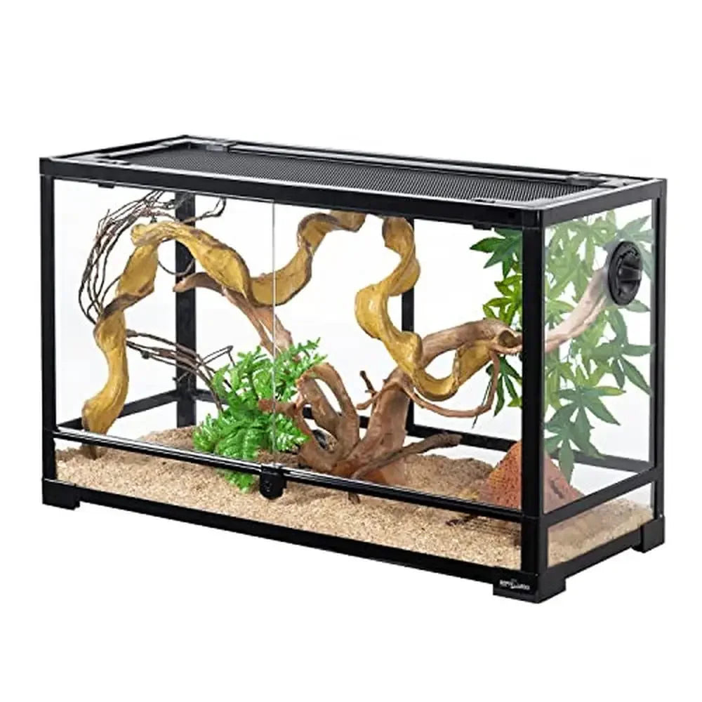 30 Gallon Wide Tempered Glass Reptile Terrarium Double Front Doors Gecko Cage Bearded Dragon Lizard Snake Frog Tortoise UVB &