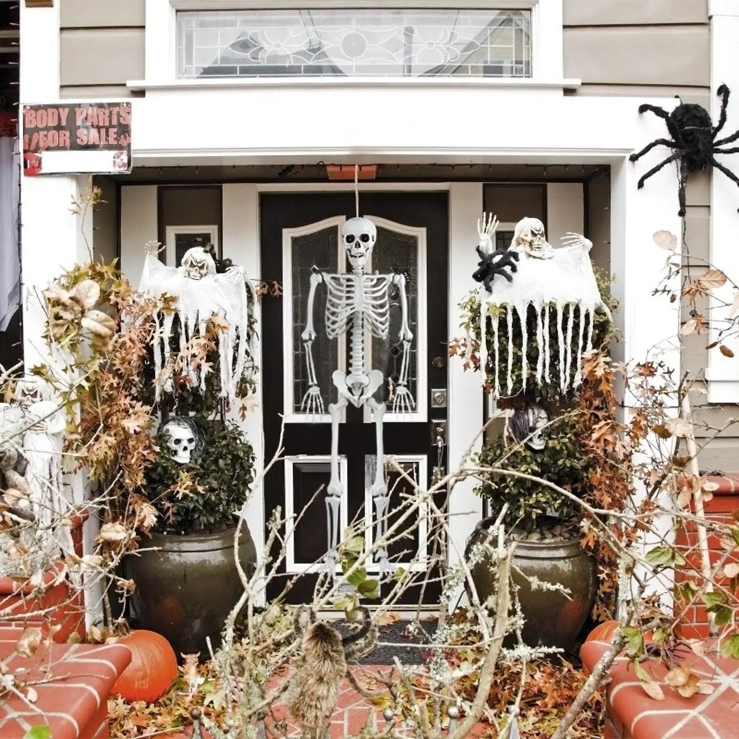 165cm Realistic Plastic Halloween Skeleton Decoration Adjustable Joints Can be Suspended from Ceiling for Halloween or Prank The