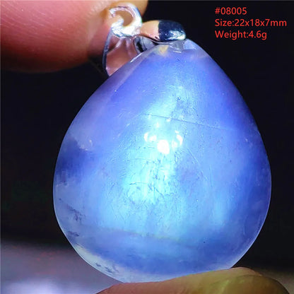 Natural Moonstone Blue Light Water Drop Pendant Necklace Bead Women Men Moonstone Oval Fashion India Jewelry AAAA