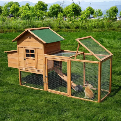 Large Chicken Coop, Waterproof Outdoor Hen House for 2-4 Chickens,Wooden Chicken House with Nesting Box,Removable Tray,PVC Cover