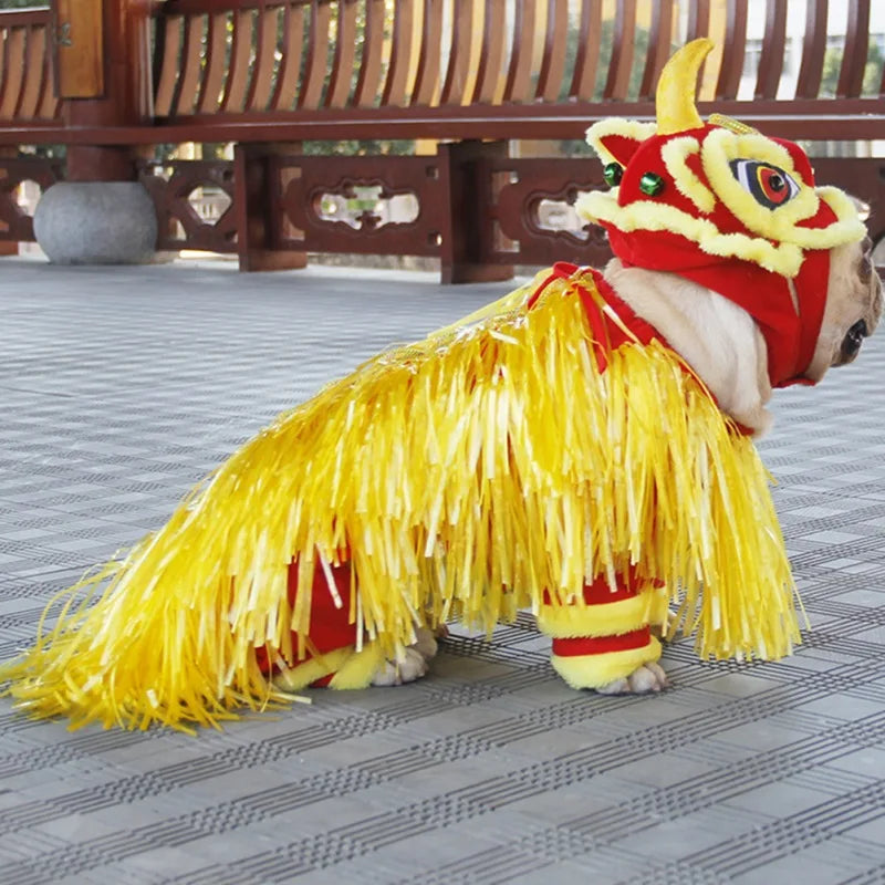 Halloween Pet Dog Clothes Chinese Dance Lion New Year Cosplay Costume Dragon Party Festive Lucky