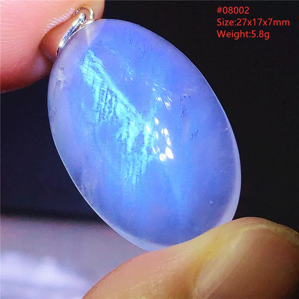 Natural Moonstone Blue Light Water Drop Pendant Necklace Bead Women Men Moonstone Oval Fashion India Jewelry AAAA