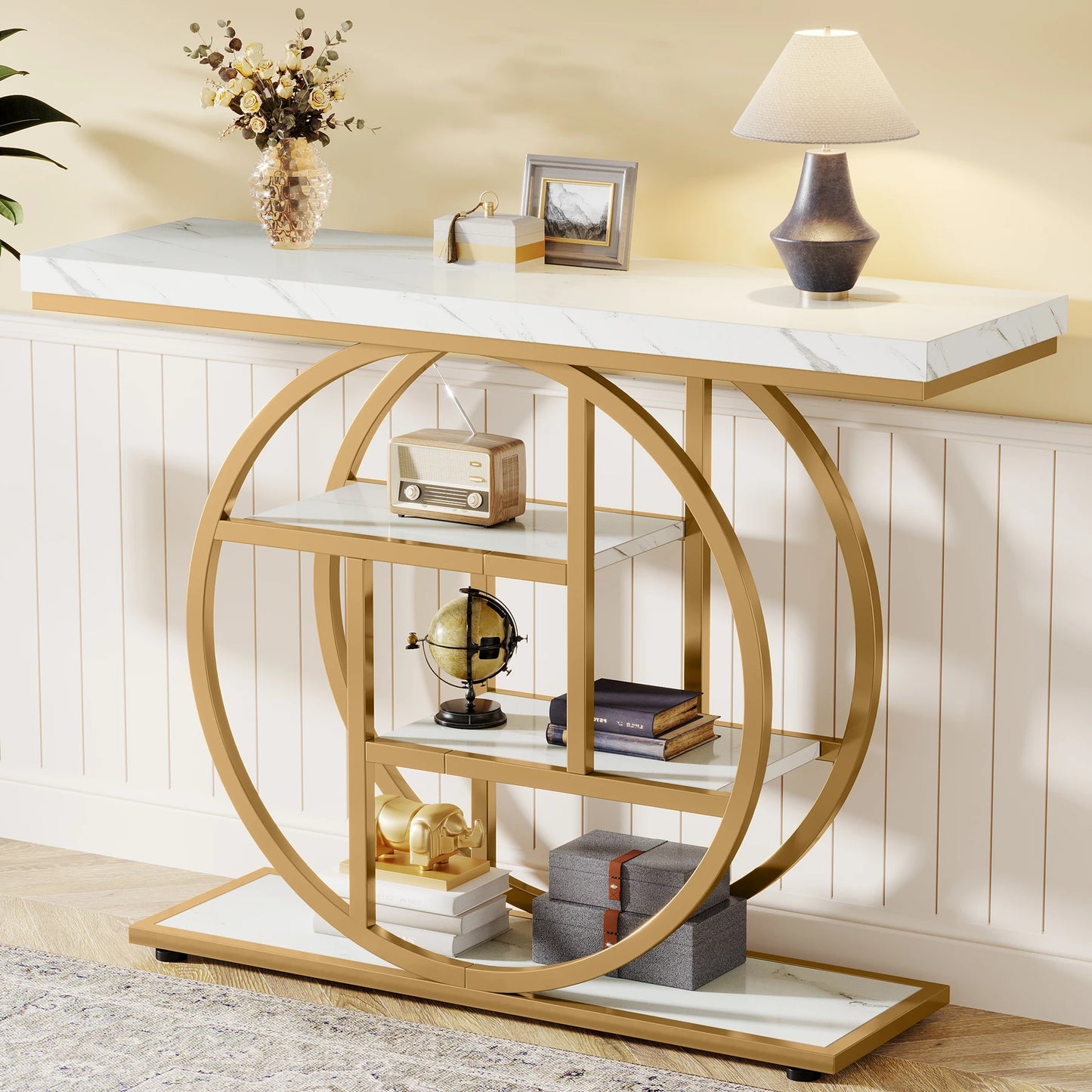Console Table, 4-Tier Entryway Table, 41.3-Inch Industrial Sofa Table for Living Room, Foyer Hallway Table for Entrance