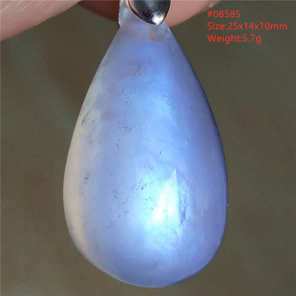 Natural Moonstone Blue Light Water Drop Pendant Necklace Bead Women Men Moonstone Oval Fashion India Jewelry AAAA