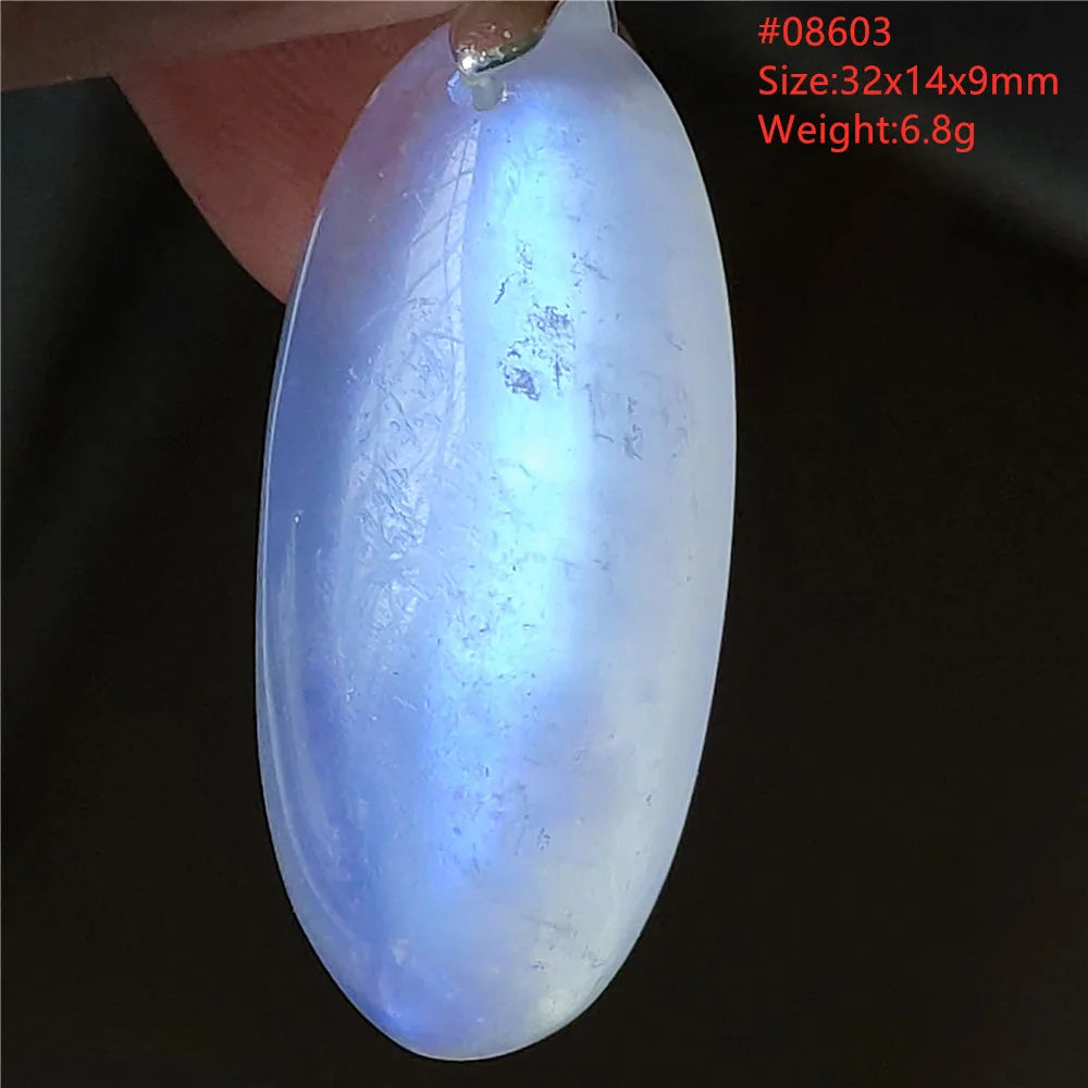 Natural Moonstone Blue Light Water Drop Pendant Necklace Bead Women Men Moonstone Oval Fashion India Jewelry AAAA