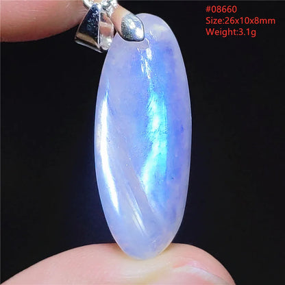 Natural Moonstone Blue Light Water Drop Pendant Necklace Bead Women Men Moonstone Oval Fashion India Jewelry AAAA