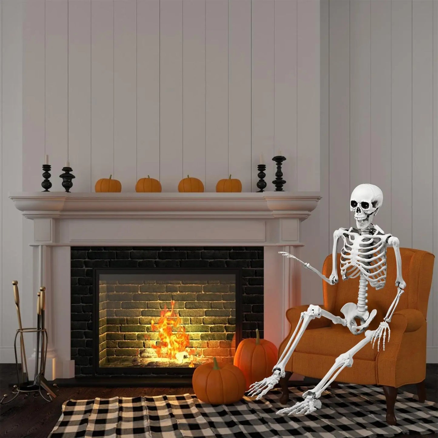 165cm Realistic Plastic Halloween Skeleton Decoration Adjustable Joints Can be Suspended from Ceiling for Halloween or Prank The