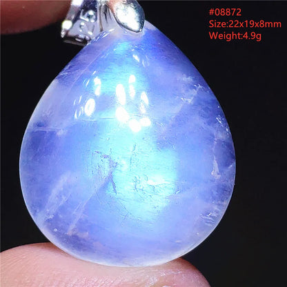 Natural Moonstone Blue Light Water Drop Pendant Necklace Bead Women Men Moonstone Oval Fashion India Jewelry AAAA