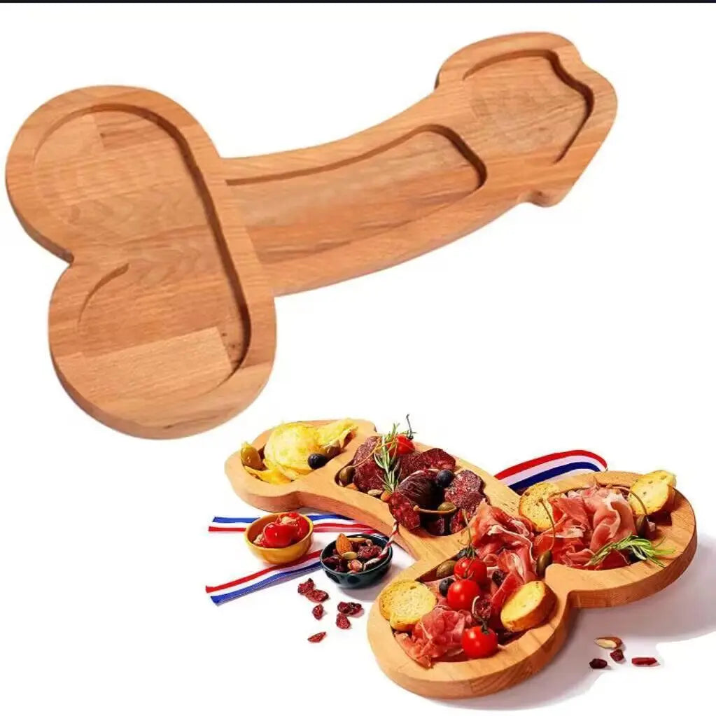 Funny Penis Shape Aperitif Board Novelty Cheese Board Set Unique Wooden Cheese Servers