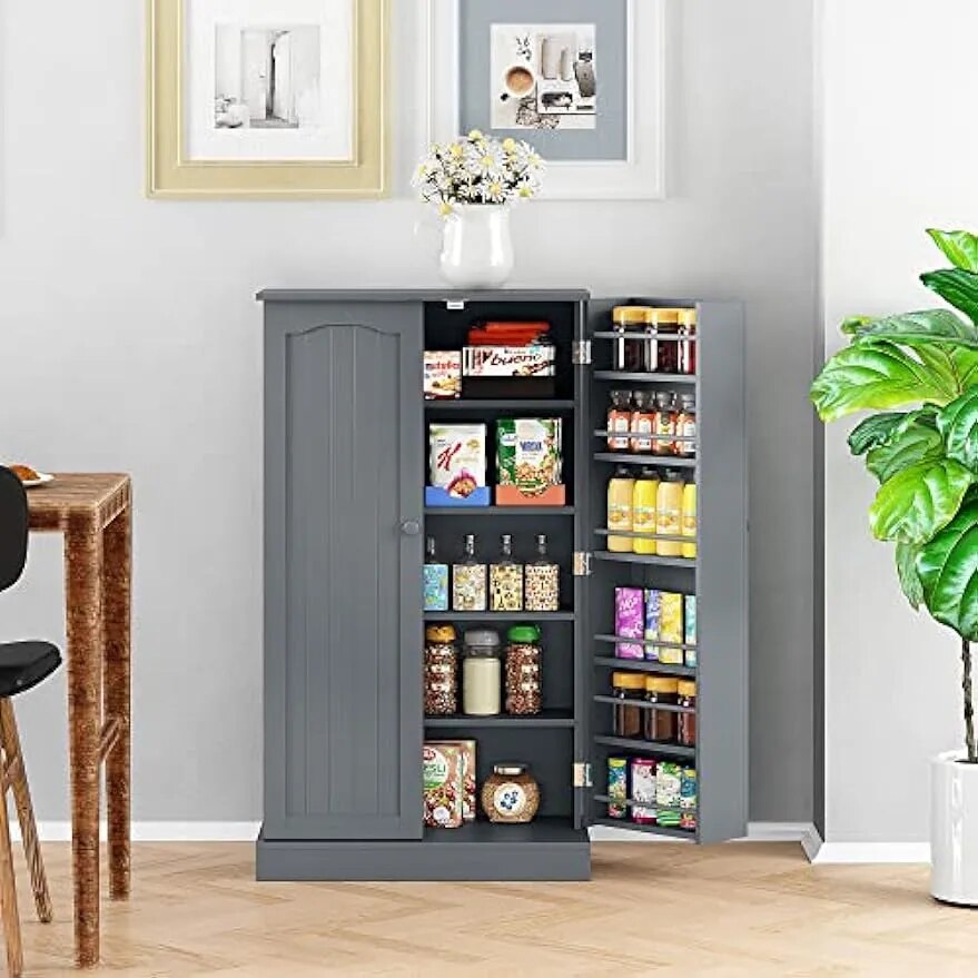 Kitchen Pantry Cabinet with Doors and Adjustable Shelves, 41"