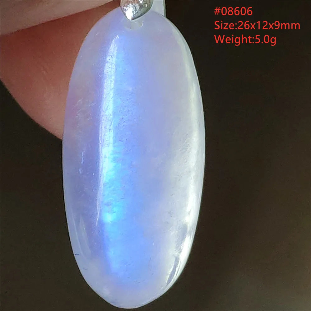 Natural Moonstone Blue Light Water Drop Pendant Necklace Bead Women Men Moonstone Oval Fashion India Jewelry AAAA