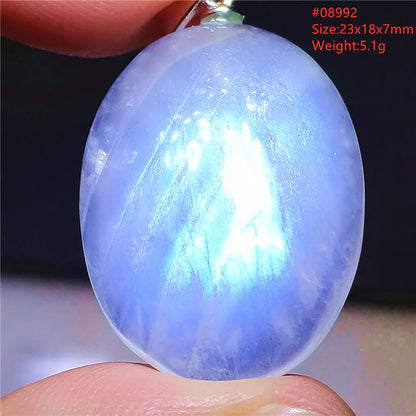 Natural Moonstone Blue Light Water Drop Pendant Necklace Bead Women Men Moonstone Oval Fashion India Jewelry AAAA