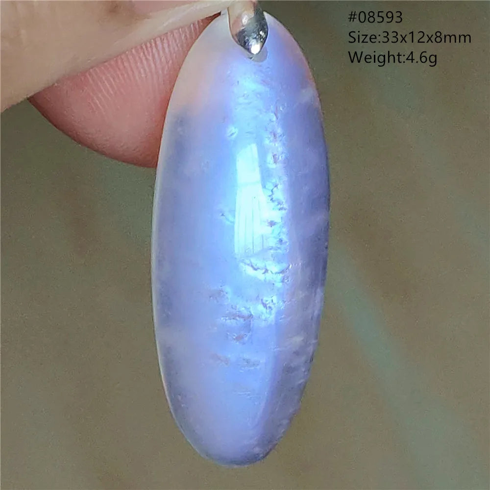 Natural Moonstone Blue Light Water Drop Pendant Necklace Bead Women Men Moonstone Oval Fashion India Jewelry AAAA