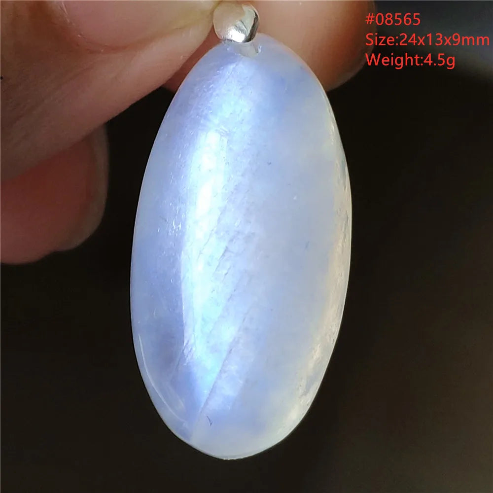 Natural Moonstone Blue Light Water Drop Pendant Necklace Bead Women Men Moonstone Oval Fashion India Jewelry AAAA