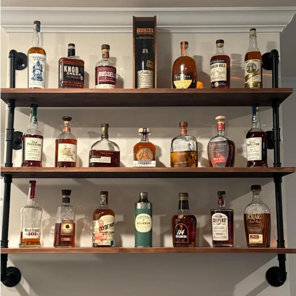 Floating Shelves,Wall Mounted Rustic Wood Shelf,Pipe Shelves,Industrial Pipe Shelf with Real Wood Planks