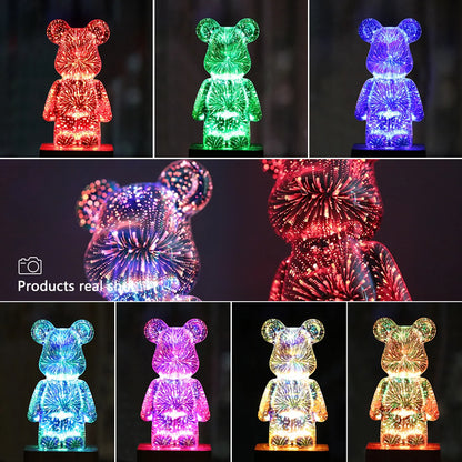 3D Led Night Light Firework Bear USB Projector Lamp Color Changeable Atmosphere Light