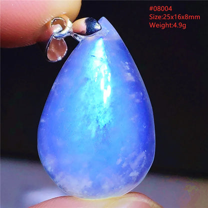 Natural Moonstone Blue Light Water Drop Pendant Necklace Bead Women Men Moonstone Oval Fashion India Jewelry AAAA