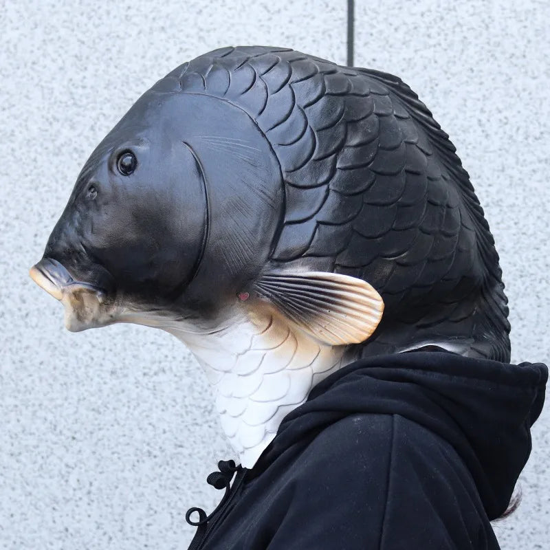 Funny Cospaly Fish Head Mask Carnival Masquerade Party Cospaly Prop Full Face Halloween Latex