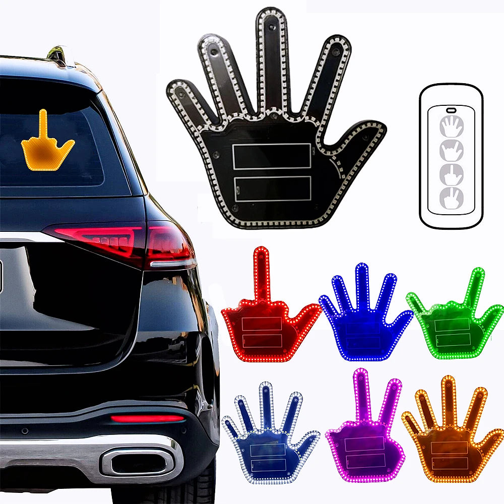 Funny Gift For Men Gesture Light Car Gadgets LED Hand Sign Car Interior Ornaments Middle Finger