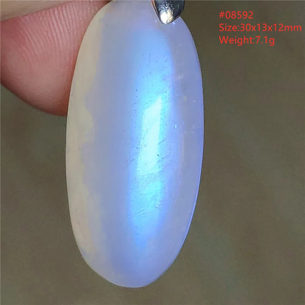 Natural Moonstone Blue Light Water Drop Pendant Necklace Bead Women Men Moonstone Oval Fashion India Jewelry AAAA