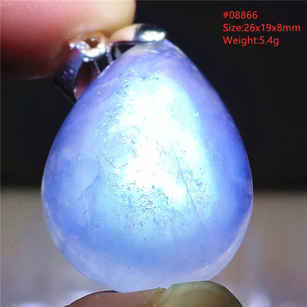 Natural Moonstone Blue Light Water Drop Pendant Necklace Bead Women Men Moonstone Oval Fashion India Jewelry AAAA