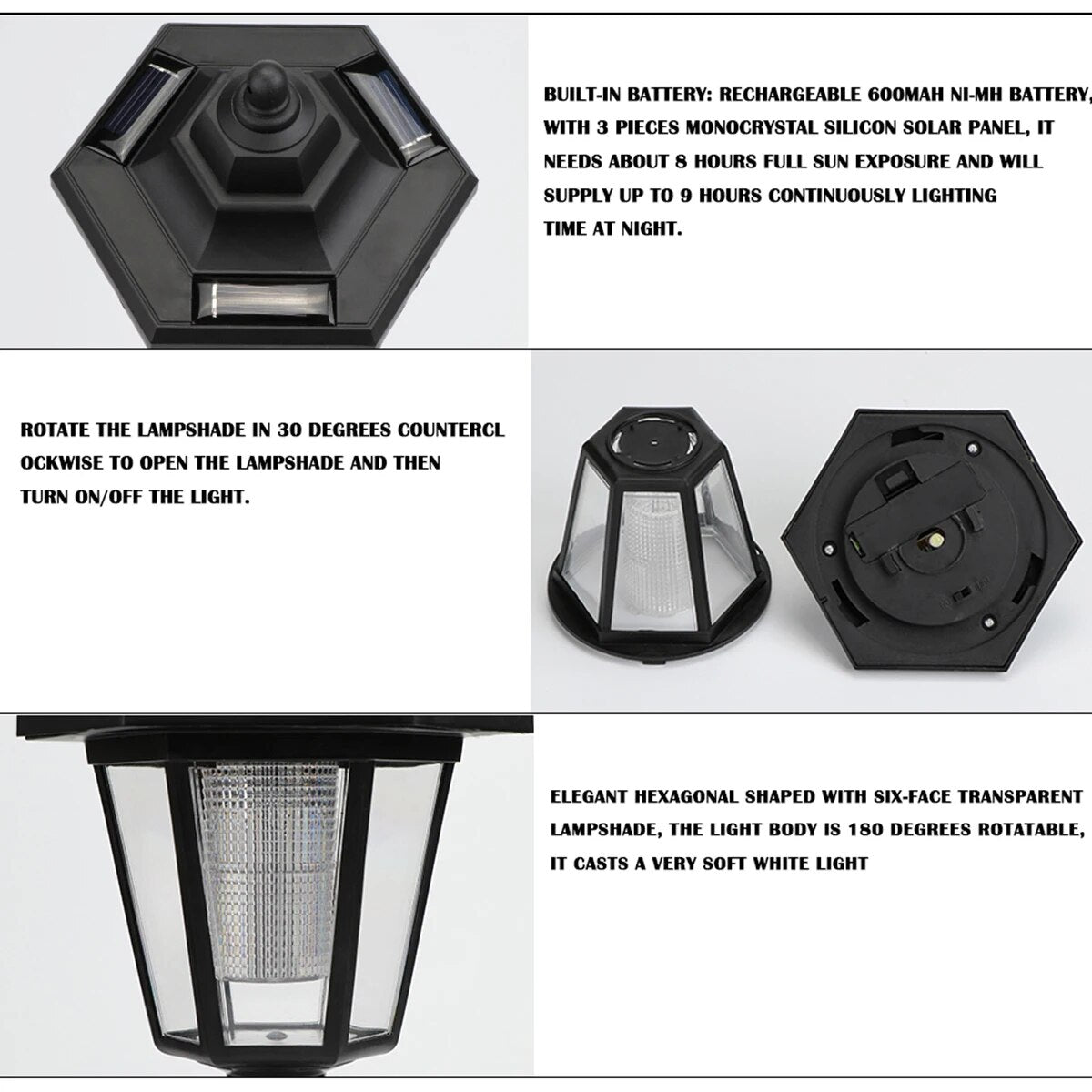 2PCS Hexagonal Solar Wall Light Outdoor Waterproof Solar Light Retro LED