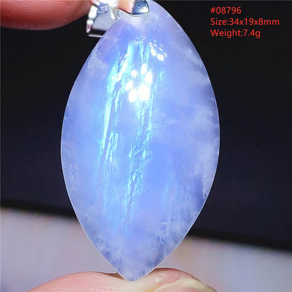 Natural Moonstone Blue Light Water Drop Pendant Necklace Bead Women Men Moonstone Oval Fashion India Jewelry AAAA