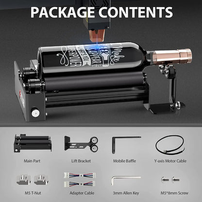 ORTUR 360° Laser Rotary Roller Rotating Shaft Laser Engraver Y-axis Roller Engraving Printer