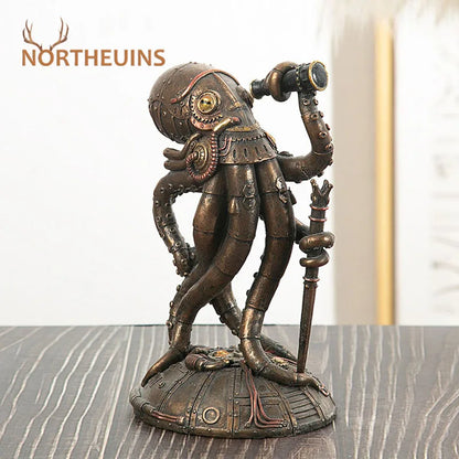 NORTHEUINS Resin Steampunk Cthulhu Mechanical Traveler Octopus Figurines Giant Kraken Marauder