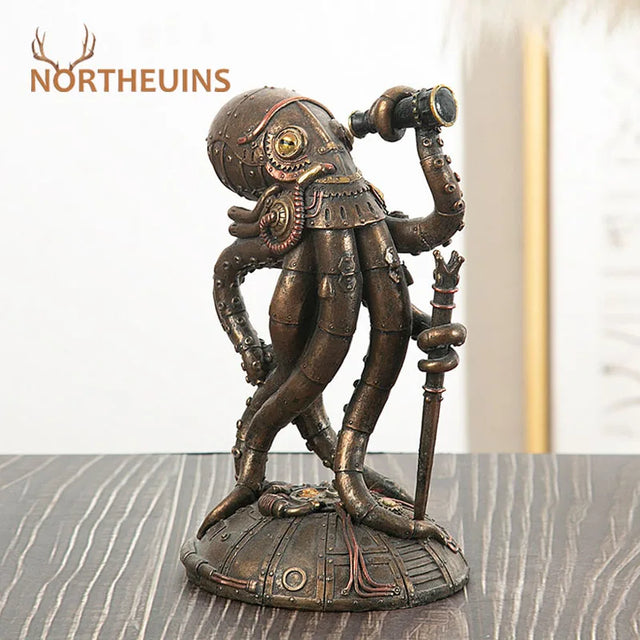 Steampunk Kraken Octopus Figurine – Bronze-Look Resin Decor