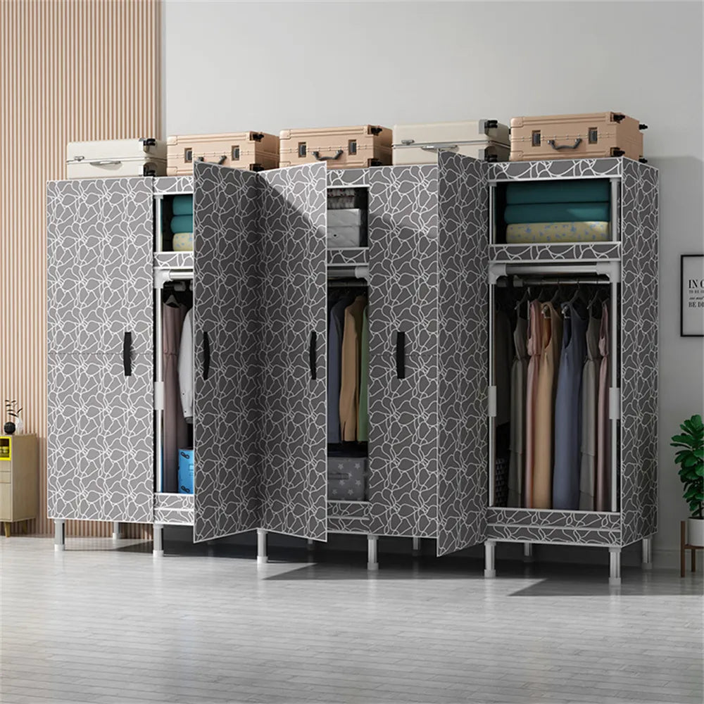 LEEGOHOME Wardrobes Closet 85/125/166/207x45x170cm Steel Pipe Support Storage