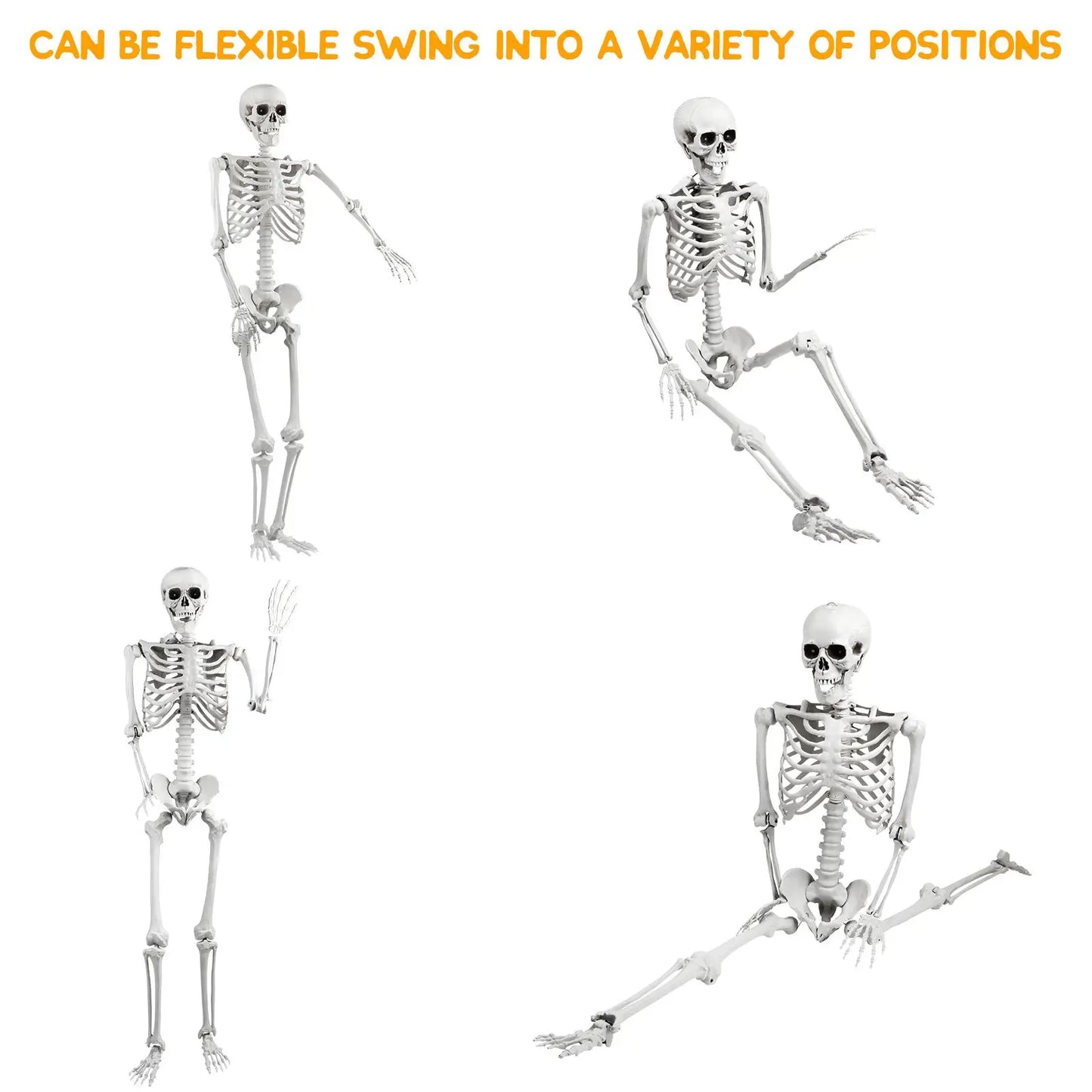 165cm Realistic Plastic Halloween Skeleton Decoration Adjustable Joints Can be Suspended from Ceiling for Halloween or Prank The