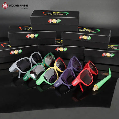 MOONSHADE Sunglasses Hidden Horn Tube Storage Removable Rolling Paper Glasses Holder Cigarette