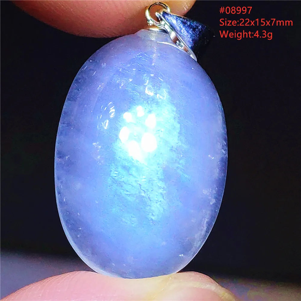 Natural Moonstone Blue Light Water Drop Pendant Necklace Bead Women Men Moonstone Oval Fashion India Jewelry AAAA