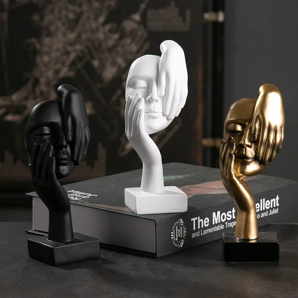 Statue Abstract Resin Desktop Ornaments Sculpture Miniature Figurines Face Character Nordic