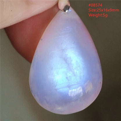 Natural Moonstone Blue Light Water Drop Pendant Necklace Bead Women Men Moonstone Oval Fashion India Jewelry AAAA