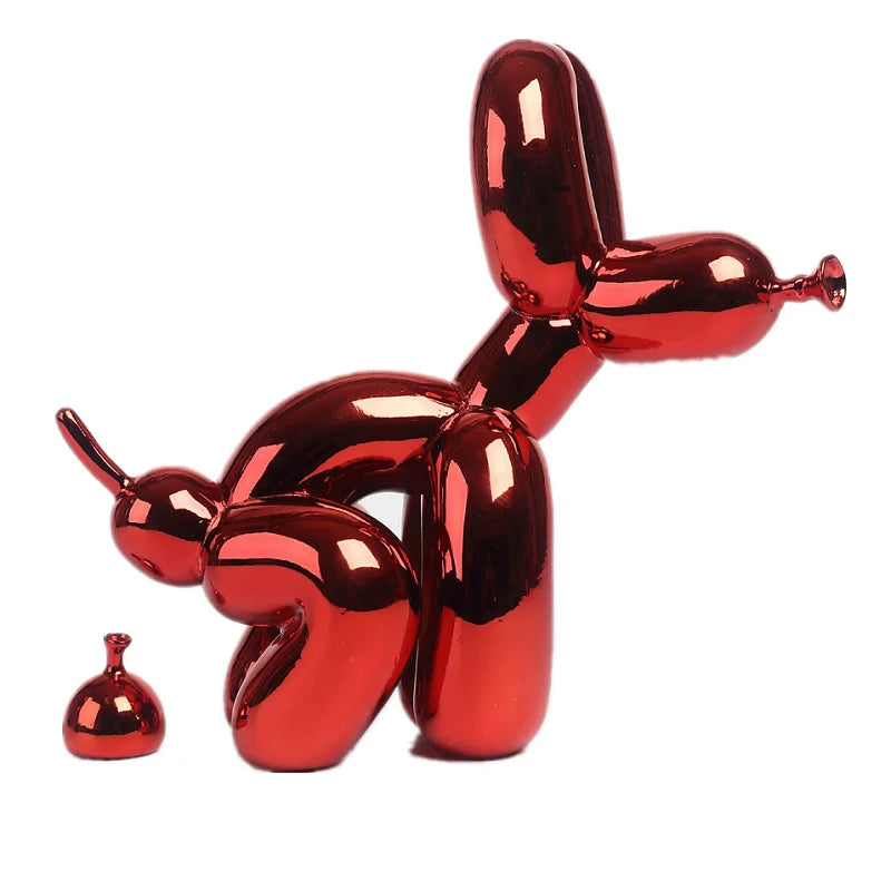 Balloon Dog Doggy Poo Statue Resin Animal Sculpture Home Decoration Resin Craft Office Decor