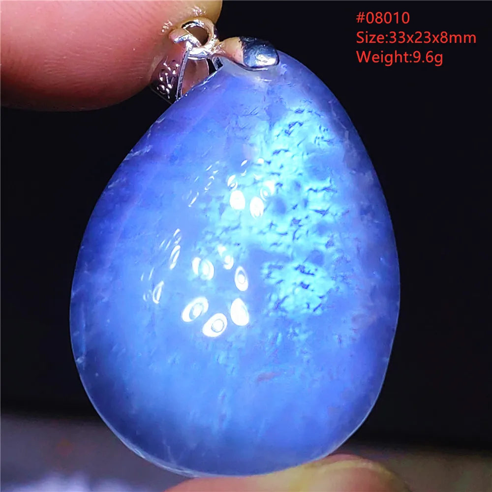 Natural Moonstone Blue Light Water Drop Pendant Necklace Bead Women Men Moonstone Oval Fashion India Jewelry AAAA