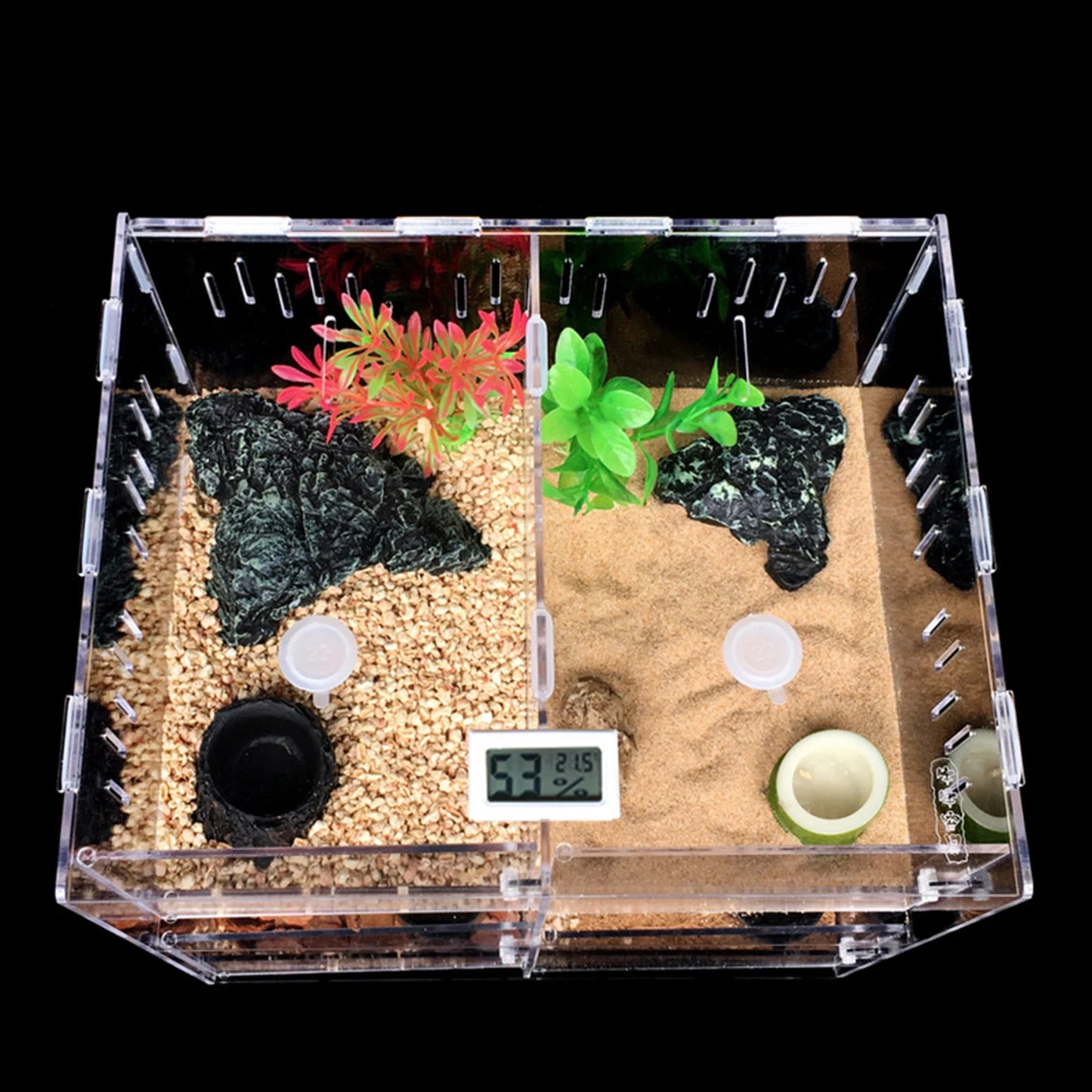 4 Grids Acrylic Pet Reptile Cage Breeding Box Terrarium Lizard Insect Climbing Spider Snake Tank Clear